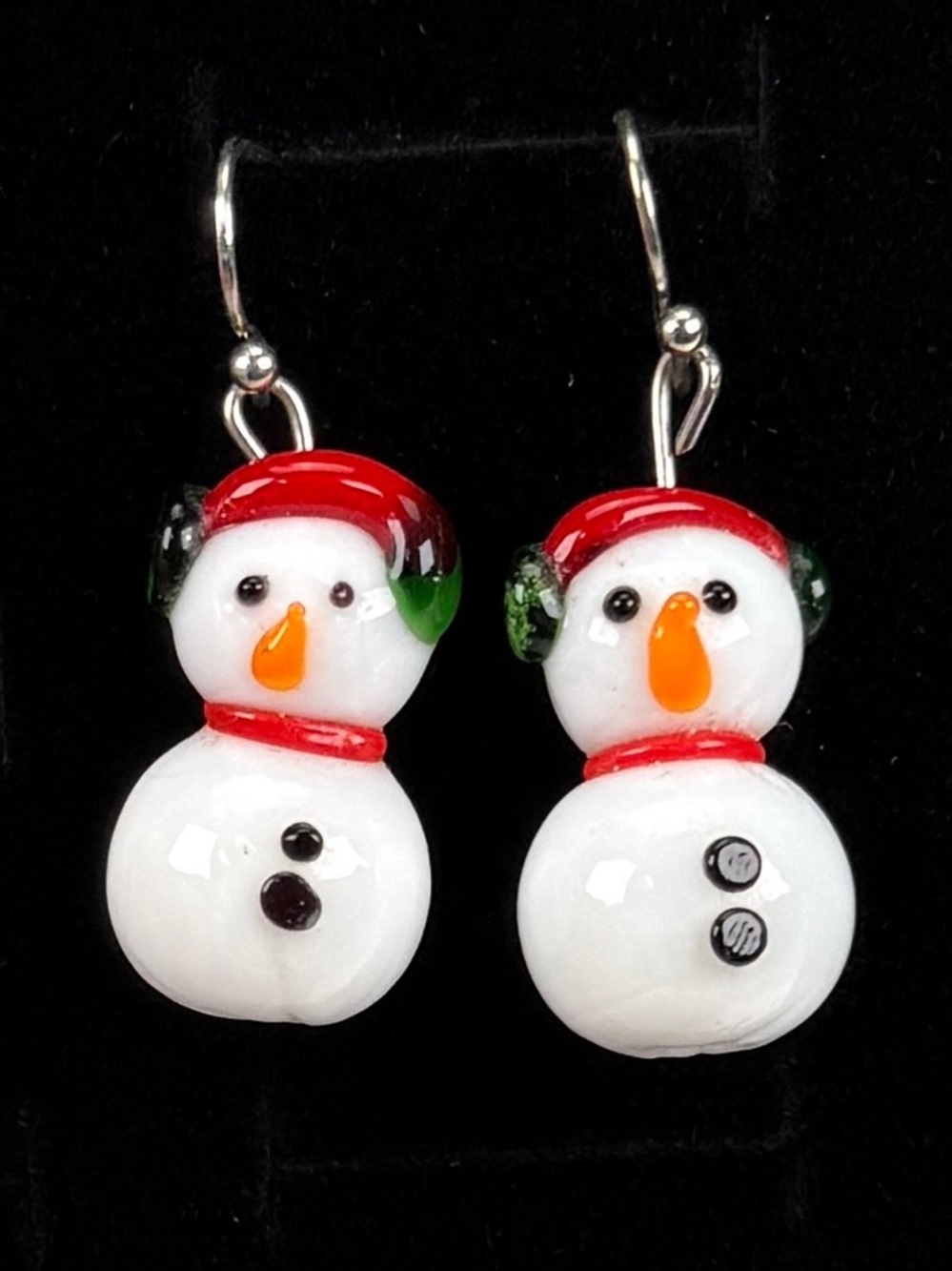 Charming Festive Snowman Earrings - Red, White, and Black